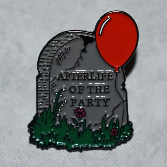Jewelry - Afterlife Of The Party Tombstone Dark Humor Enamel Pin